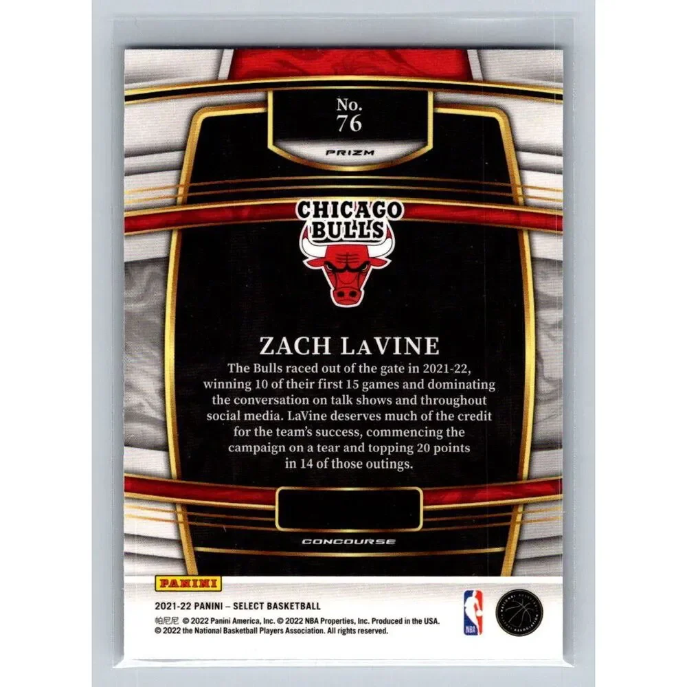 2021-22 Panini Select Zach LaVine Blue Prizm #76 Chicago Bulls